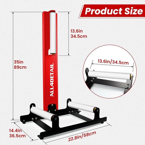 360° Rolling Wheel Detailing Stand, Heavy Duty Wheel Cleaning Stand for Wheel Tire Rim Cleaning Ceramic Coating, Red in Saudi Arabia
