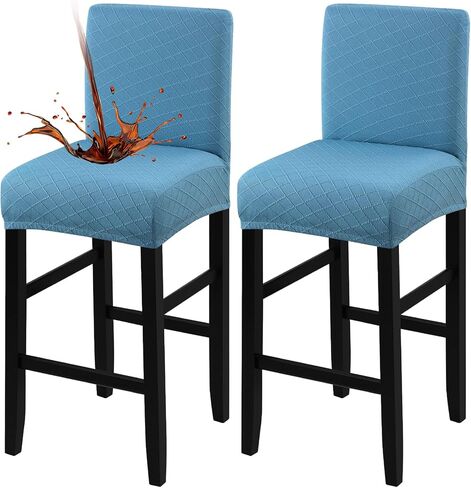 Waterproof Bar Stool Covers 2 PCS, Stretch Pub Stool Chair Slipcover Counter Stool Cover Bar Stool Slipcovers with Backs Removable Washable for Kitchen, Dining Room (Beige, 2PCS) in Kuwait