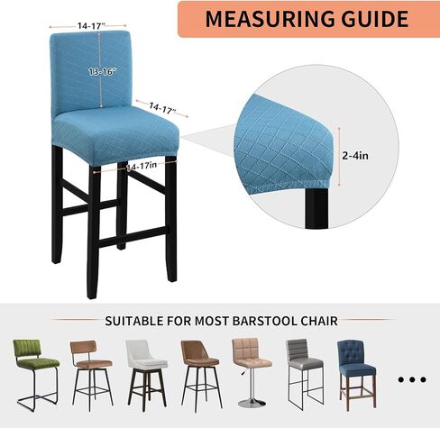 Waterproof Bar Stool Covers 2 PCS, Stretch Pub Stool Chair Slipcover Counter Stool Cover Bar Stool Slipcovers with Backs Removable Washable for Kitchen, Dining Room (Beige, 2PCS) in Kuwait