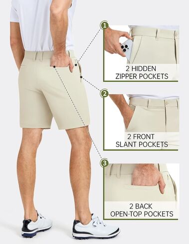 شورت غولف بولي للرجال 7 بوصة inseam سريع الجاف جاف ماء الخصر خفيفة الوزن مع سراويل القبضة مع جيب السوستة in Saudi Arabia