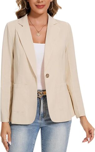 MINTLIMIT Womens Linen Cotton Blazer Casual Long Sleeve Button Front Lightweight Spring Summer Jacket Blazers with Pockets in Saudi Arabia