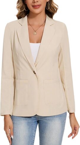 MINTLIMIT Womens Linen Cotton Blazer Casual Long Sleeve Button Front Lightweight Spring Summer Jacket Blazers with Pockets in Saudi Arabia