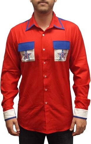 Roy Munson Bowling Shirt - Costume & Everyday Wear Long Sleeve Button Up - 90s Bowler Comedy Movie - Red White & Blue in Saudi Arabia