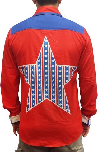 Roy Munson Bowling Shirt - Costume & Everyday Wear Long Sleeve Button Up - 90s Bowler Comedy Movie - Red White & Blue in Saudi Arabia