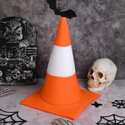 Orange White Traffic Cone Hat for Men Women Kids Halloween Party Dress up in Kuwait