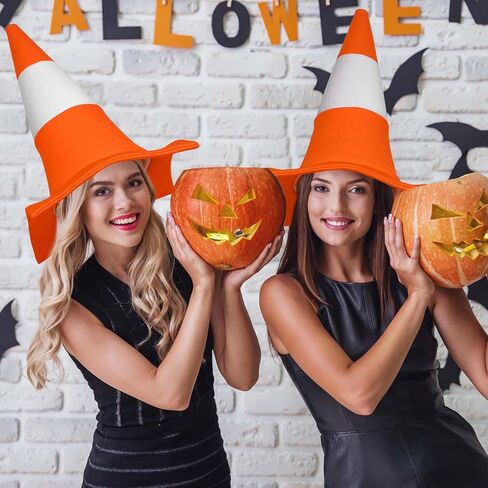 Orange White Traffic Cone Hat for Men Women Kids Halloween Party Dress up in Kuwait