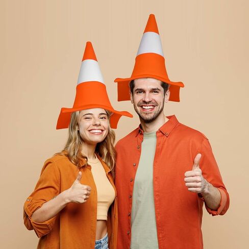 Orange White Traffic Cone Hat for Men Women Kids Halloween Party Dress up in Kuwait