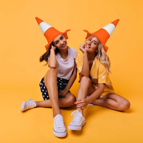 Orange White Traffic Cone Hat for Men Women Kids Halloween Party Dress up in Kuwait