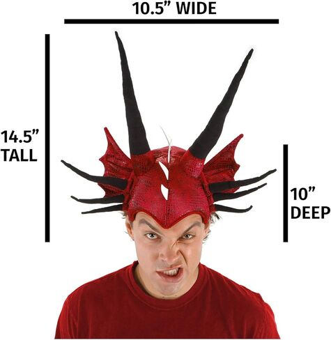 Soft Horned Dragon Costume Hat Accessory - Adjustable Hat with Fiberfill-Stuffed Horns in Saudi Arabia