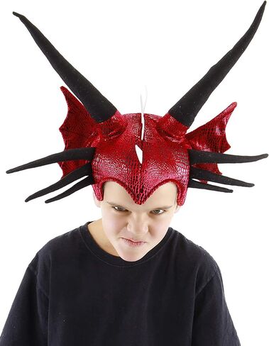 Soft Horned Dragon Costume Hat Accessory - Adjustable Hat with Fiberfill-Stuffed Horns in Saudi Arabia