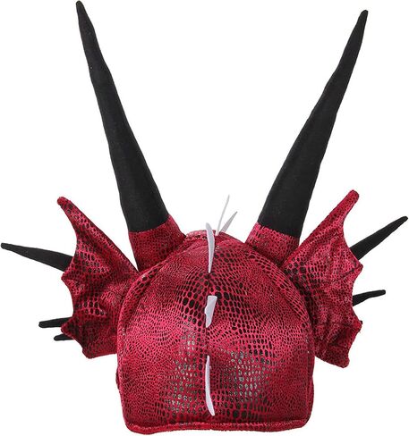 Soft Horned Dragon Costume Hat Accessory - Adjustable Hat with Fiberfill-Stuffed Horns in Saudi Arabia