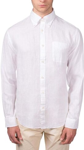 Brooks Brothers Men's All Linen The Original Polo Long Sleeve Shirt, (US, Alpha, X-Large, Regular, Regular, 200032 White) in Saudi Arabia