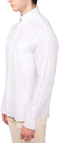 Brooks Brothers Men's All Linen The Original Polo Long Sleeve Shirt, (US, Alpha, X-Large, Regular, Regular, 200032 White) in Saudi Arabia