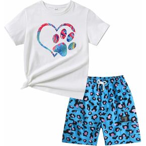 Girl Summer Clothes Set - Toddler Girl Outfits Comfortable Short-Sleeves And Shorts Clothes For Kids in Saudi Arabia