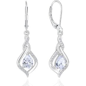 Infinity Leverback Earrings 925 Sterling Silver Teardrop Cubic Zirconia Dangle Drop Earrings Birthday Christmas Anniversary Jewelry Gift for Women in Kuwait