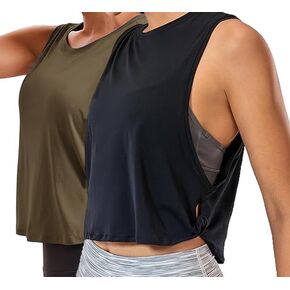 Cotton Workout Yoga Crop Tank Tops for Women Breathable Activewear Sleeveless Running Gym Shirts Athletic Clothes in Saudi Arabia