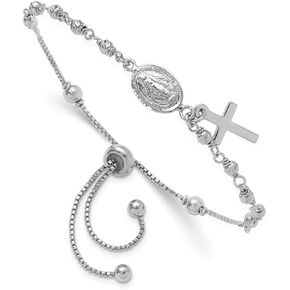 925 Sterling Silver Rhodium Cross Cross Cross Dangle Box Stail Bracelet for Women ، AFJ-QG-QG6386-MP in Kuwait