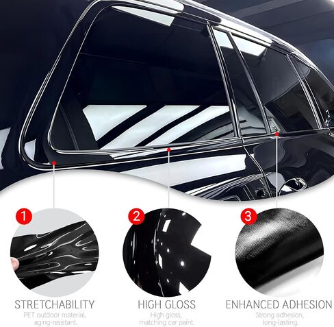 Side Window Chrome Delete Vinyl Wrap Overlay fit for 2014-2023 Infiniti Q50 Q50S with Blackout Film Gloss Black Kits Accessories in Kuwait