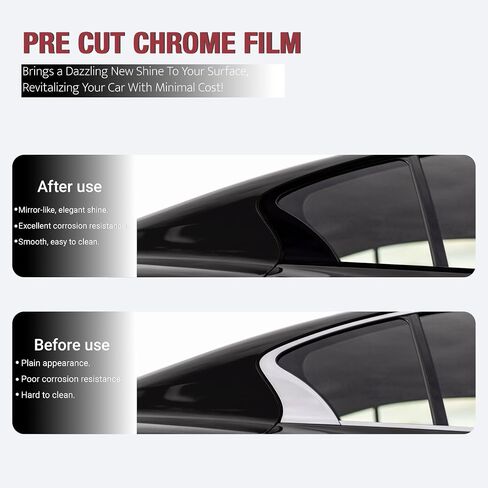 Side Window Chrome Delete Vinyl Wrap Overlay fit for 2014-2023 Infiniti Q50 Q50S with Blackout Film Gloss Black Kits Accessories in Kuwait