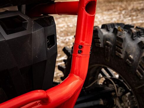SuperATV Rear Bumper for 2018-2021 Polaris RZR XP Turbo S / 2019-2021 RZR XP 4 Turbo S - Wrinkle Black - UV Resistant Powder Coating - Made of Heavy Duty Steel Tubing - Built-In Tow Point in Saudi Arabia