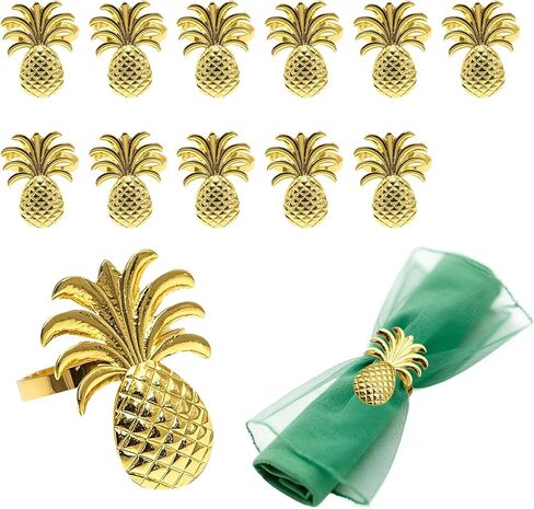Pineapple Napkin Rings Set of 12 Gold Fruit Napkin Rings Bulk for Christmas Thanksgiving Easter Birthday Party Wedding Daily Use in Kuwait