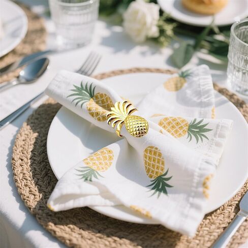 Pineapple Napkin Rings Set of 12 Gold Fruit Napkin Rings Bulk for Christmas Thanksgiving Easter Birthday Party Wedding Daily Use in Kuwait