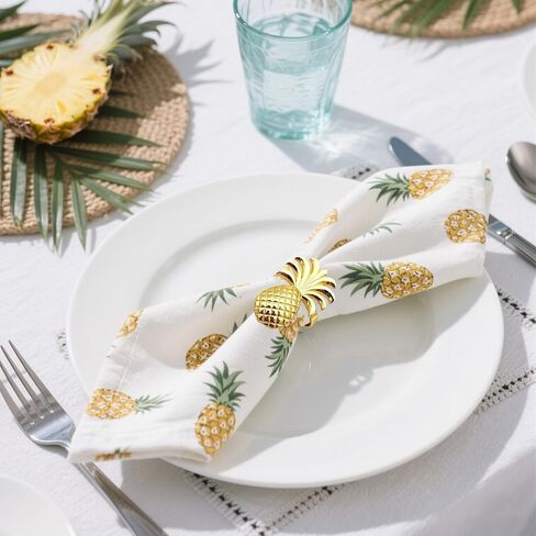 Pineapple Napkin Rings Set of 12 Gold Fruit Napkin Rings Bulk for Christmas Thanksgiving Easter Birthday Party Wedding Daily Use in Kuwait