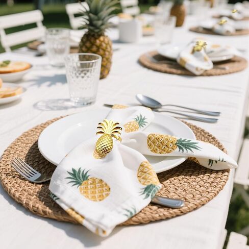 Pineapple Napkin Rings Set of 12 Gold Fruit Napkin Rings Bulk for Christmas Thanksgiving Easter Birthday Party Wedding Daily Use in Kuwait