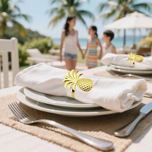 Pineapple Napkin Rings Set of 12 Gold Fruit Napkin Rings Bulk for Christmas Thanksgiving Easter Birthday Party Wedding Daily Use in Kuwait