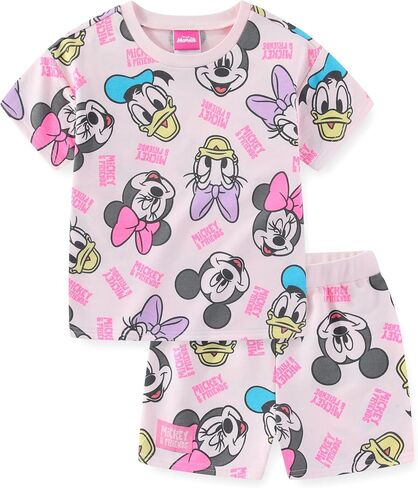 Disney Mickey Mouse & Friends Girls 2-Piece French Terry T-Shirt and Shorts Set for Big Kids in Saudi Arabia