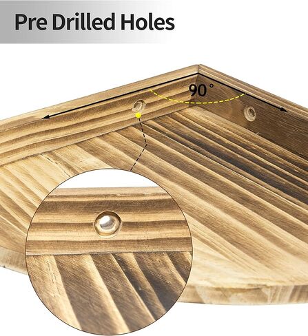 Corner Shelves Wall Mount, Rustic Natural Wood Corner Floating Shelf, Distressed White Storage Organizer Corner Wall Shelves for Living Room Kitchen Bedroom Bathroom Laundry, 9.68x9.68 Inch in Kuwait