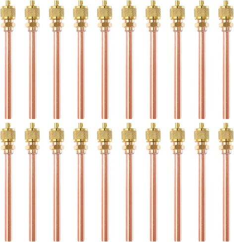 Service Access Valves Kit, 20PC Access Service Valve 1/4'' SAE x 1/4'' OD x 2.5'' Stem Core Brass Copper Refrigerator Access Valves Set, Air Conditioner Service Valve Charge Needle Valve (2.5'' Stem) in Kuwait