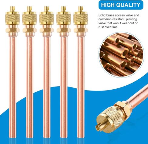Service Access Valves Kit, 20PC Access Service Valve 1/4'' SAE x 1/4'' OD x 2.5'' Stem Core Brass Copper Refrigerator Access Valves Set, Air Conditioner Service Valve Charge Needle Valve (2.5'' Stem) in Kuwait