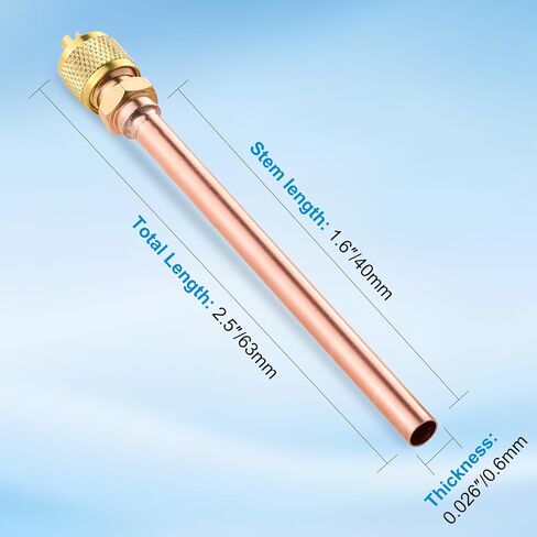 Service Access Valves Kit, 20PC Access Service Valve 1/4'' SAE x 1/4'' OD x 2.5'' Stem Core Brass Copper Refrigerator Access Valves Set, Air Conditioner Service Valve Charge Needle Valve (2.5'' Stem) in Kuwait