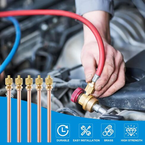 Service Access Valves Kit, 20PC Access Service Valve 1/4'' SAE x 1/4'' OD x 2.5'' Stem Core Brass Copper Refrigerator Access Valves Set, Air Conditioner Service Valve Charge Needle Valve (2.5'' Stem) in Kuwait