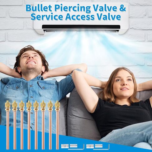 Service Access Valves Kit, 20PC Access Service Valve 1/4'' SAE x 1/4'' OD x 2.5'' Stem Core Brass Copper Refrigerator Access Valves Set, Air Conditioner Service Valve Charge Needle Valve (2.5'' Stem) in Kuwait