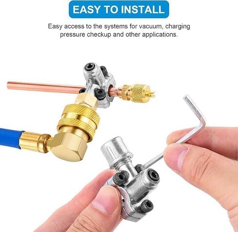 Service Access Valves Kit, 20PC Access Service Valve 1/4'' SAE x 1/4'' OD x 2.5'' Stem Core Brass Copper Refrigerator Access Valves Set, Air Conditioner Service Valve Charge Needle Valve (2.5'' Stem) in Kuwait