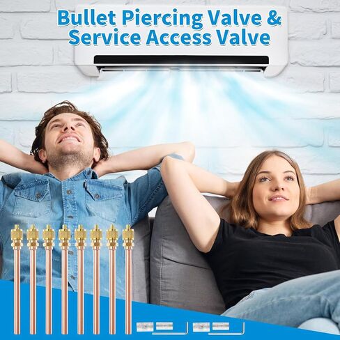 Service Access Valves Kit, 20PC Access Service Valve 1/4'' SAE x 1/4'' OD x 2.5'' Stem Core Brass Copper Refrigerator Access Valves Set, Air Conditioner Service Valve Charge Needle Valve (2.5'' Stem) in Kuwait