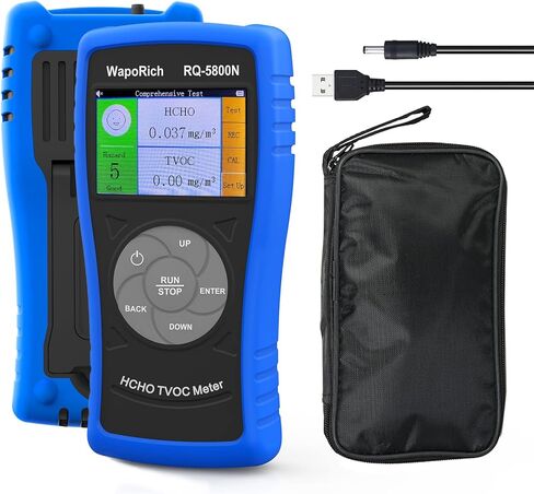 Air Quality Monitor Dust Particle Counter Indoor, Home Air Quality Sensitivity Test 6-Channel Pm0.3/0.5/1.0/2.5/5/10 Um Tester with Temperature/Humidity Monitor/USB Recharge Data Transfer/Storage in Kuwait