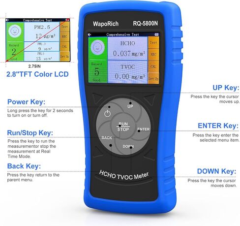 Air Quality Monitor Dust Particle Counter Indoor, Home Air Quality Sensitivity Test 6-Channel Pm0.3/0.5/1.0/2.5/5/10 Um Tester with Temperature/Humidity Monitor/USB Recharge Data Transfer/Storage in Kuwait