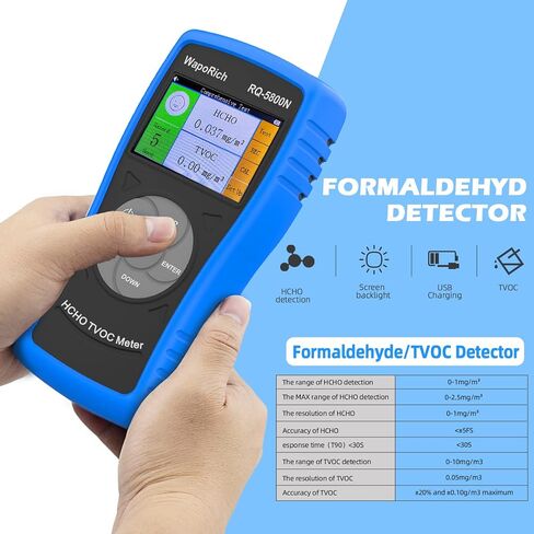 Air Quality Monitor Dust Particle Counter Indoor, Home Air Quality Sensitivity Test 6-Channel Pm0.3/0.5/1.0/2.5/5/10 Um Tester with Temperature/Humidity Monitor/USB Recharge Data Transfer/Storage in Kuwait