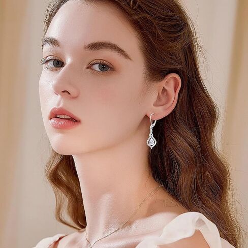 Infinity Leverback Earrings 925 Sterling Silver Teardrop Cubic Zirconia Dangle Drop Earrings Birthday Christmas Anniversary Jewelry Gift for Women in Kuwait