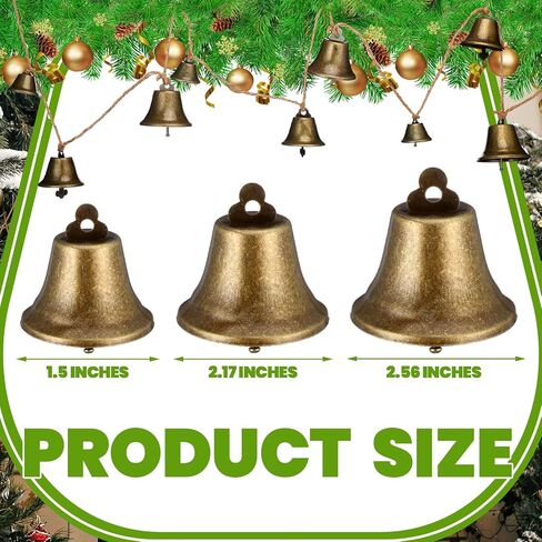 Zonon 8.86 ft Christmas Bells Christmas Bronze Jingle Bells Hanging String Vintage Jingle Bell Decorative Craft Bell Garland on String Metal Gold Bells for Wall Ornaments Home Office Door Decorations in Saudi Arabia