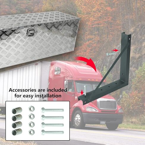 Underbody Truck Tool Box Mounting Brackets Kit, Welded Formed Steel Mounting Brackets with Screws Spacers and Sleeves Bolts for Underbody Truck Bed Tool Box, 17.7X 17.7 Inch, Set of 2 in Kuwait