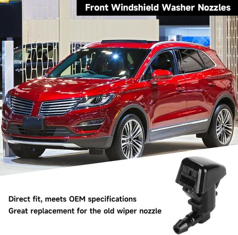 فوهات غسالة الزجاج الأمامي الأمامي فتحة غسالة رذاذ غسالة - متوافقة مع Lincoln MKX 3.7L V6 - GAS 2011-2015 [BASE] - استبدال الجزء BT4Z -17603 -A - مجموعة من 2 in Saudi Arabia