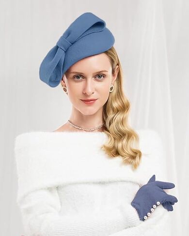 British Style Pillbox Hat Women Church Wedding Winter Vintage Fascinator Beret 100% Wool Felt Hat with Veil in Kuwait