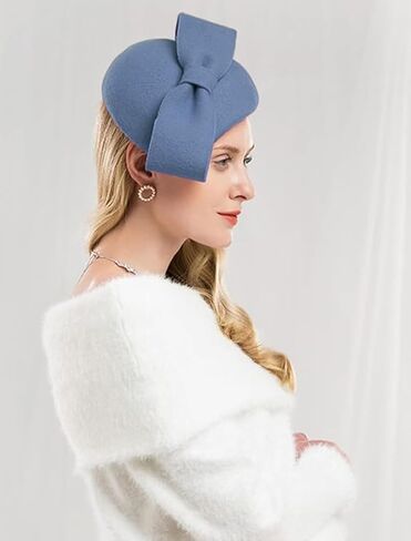 British Style Pillbox Hat Women Church Wedding Winter Vintage Fascinator Beret 100% Wool Felt Hat with Veil in Kuwait