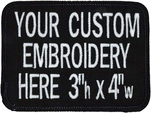 3in X 4in Custom Personalized Embroidered Patch for Workshirt or Uniforms. Black with Black Border. Up to 3 Lines of Text, Made in Wisconsin. in Kuwait