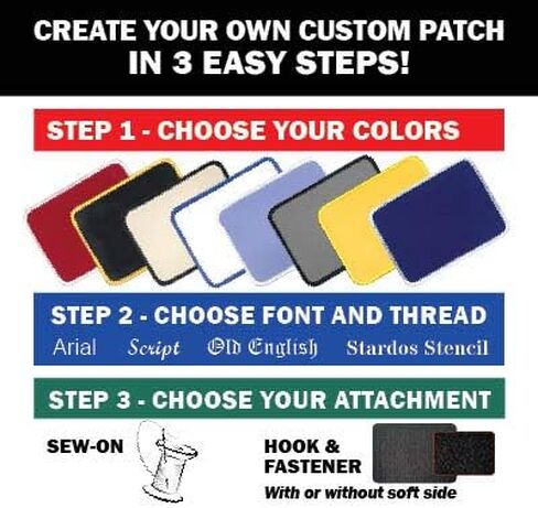 3in X 4in Custom Personalized Embroidered Patch for Workshirt or Uniforms. Black with Black Border. Up to 3 Lines of Text, Made in Wisconsin. in Kuwait