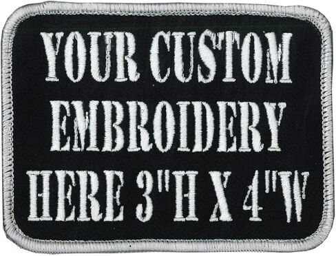3in X 4in Custom Personalized Embroidered Patch for Workshirt or Uniforms. Black with Black Border. Up to 3 Lines of Text, Made in Wisconsin. in Kuwait